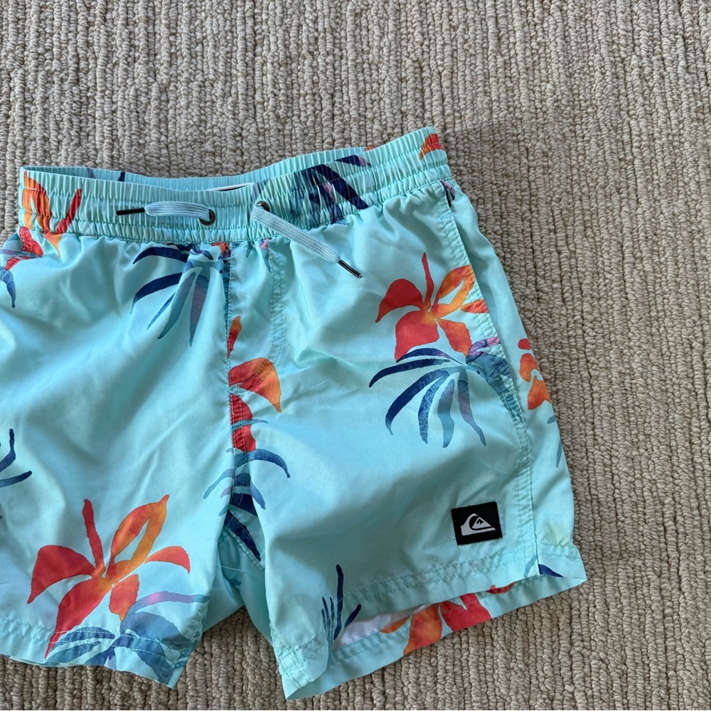 Quiksilver Boys Small Mint Green and Navy Swim Shorts